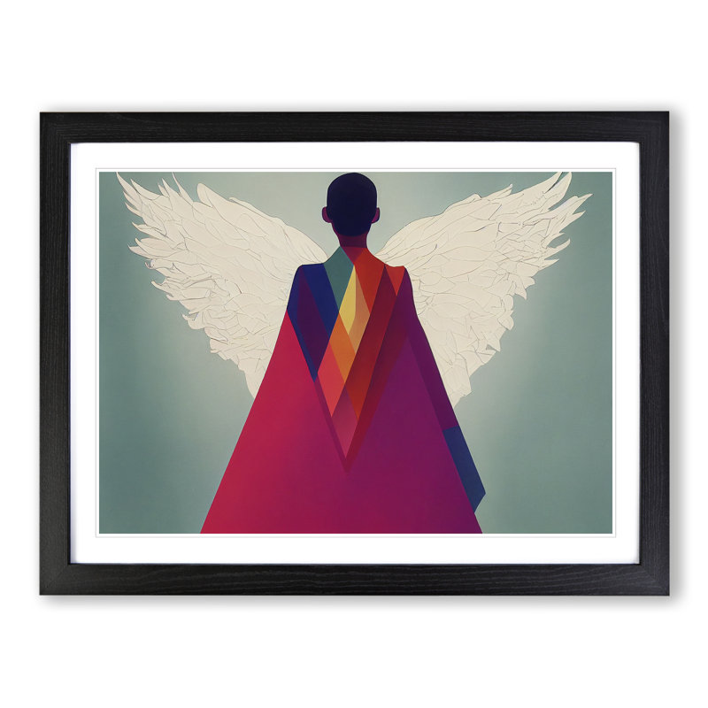 XH1022-4043X Following an Angel 1 Piece Single Picture Frame Wall Art, 34cm H x 46cm W x 2cm D, Black Framed