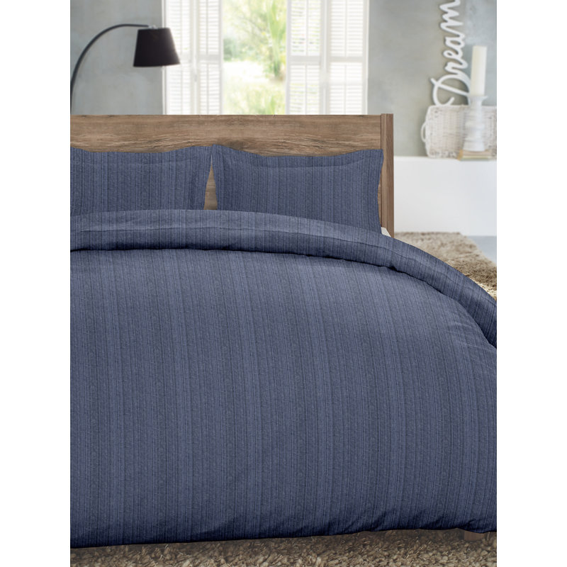 Flannel Duvet Cover, Blue, Queen Duvet Cover + 2 Shams
