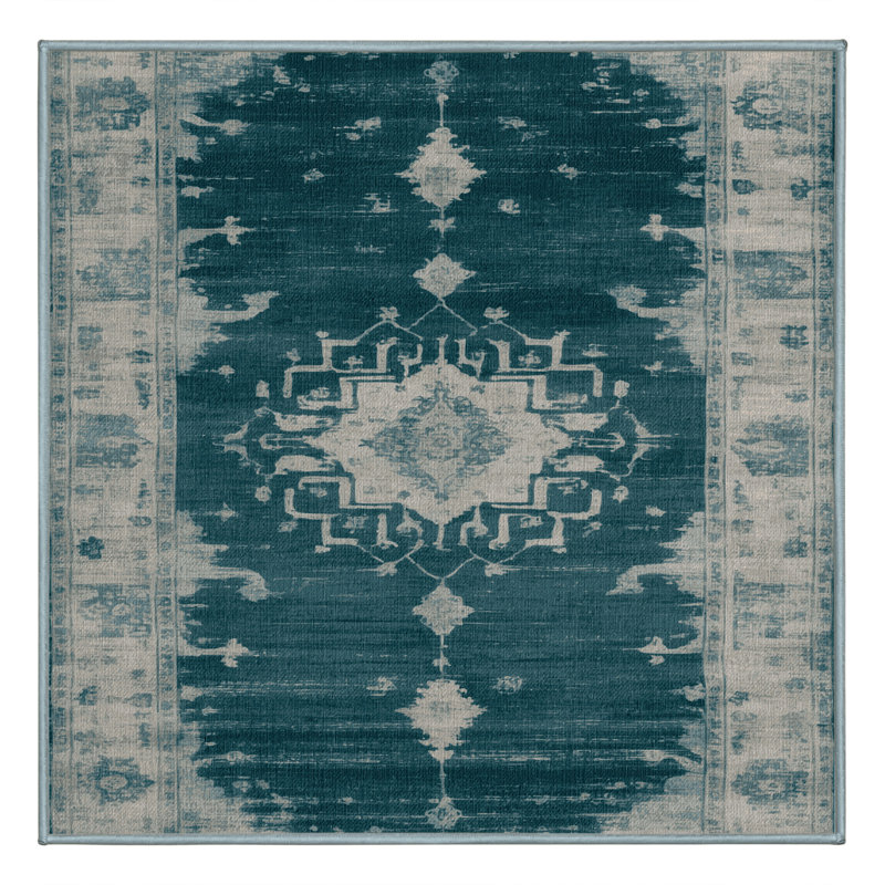 Tapis bleu lavé à la machine, Carré 4 pi