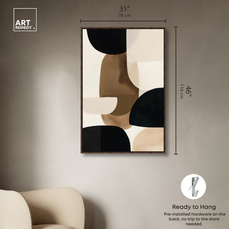 «Modern Totem Modern», reproduction d'art sur toile, art abstrait Boho, cadre noyer, 30 x 45, H 46 po x l 31 po, Walnut Frame