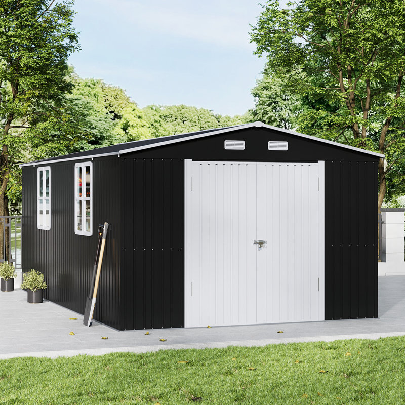 10x16FT Outdoor Metal Apex Roof Storage Shed
