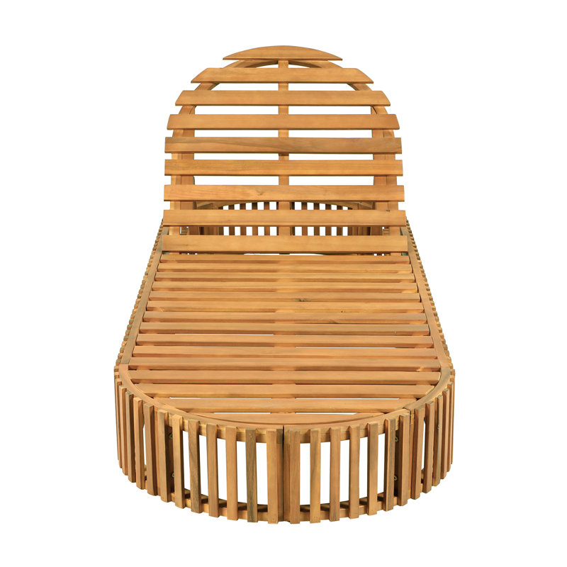 Modern Coastal Acacia Wood Chaise Lounge (Cushion Not Included)