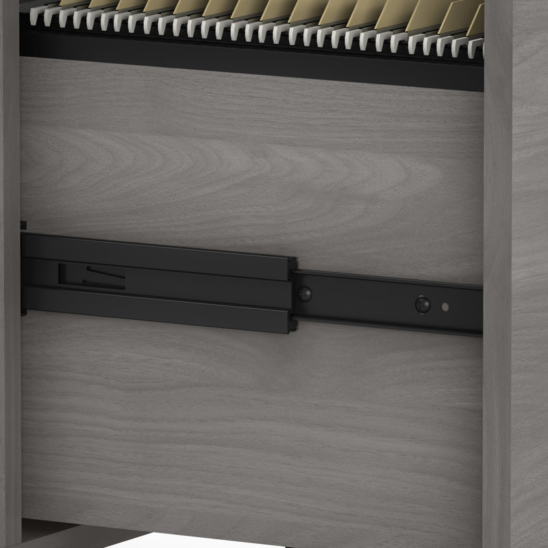 Ensemble de bureau avec classeur Echo Bow, Gris moderne