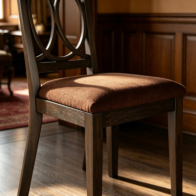 Chaise de salle à manger marron vintage avec dossier creux à double anneau