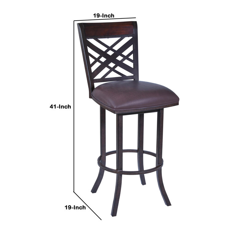 Transitional Swivel Counter or Bar Height Bar Stool with Iron Metal Frame and Faux Leather Seat, Bar Stool (30" Seat Height)