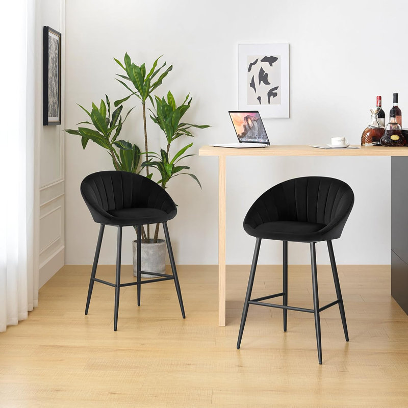 Sydnie Upholstered Counter Stool, Black, 2