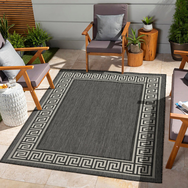 Sunshine Indoor/Outdoor Area Rug, Anthracite, Rectangle 7'10" x 10'3"