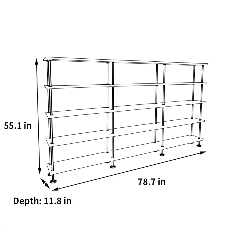 Simple and high-quality bookcase, (5 Shelves) 55.1"H x 78.7"W x 11.8"D