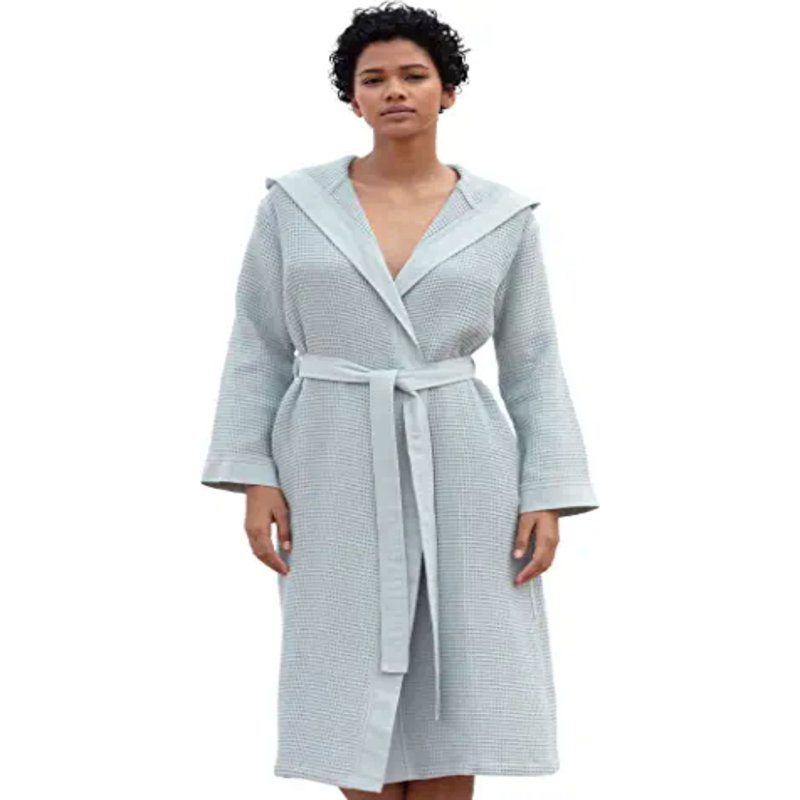 Peignoir SEYANTE 100% coton biologique certifié GOTS, S, Bleu gris