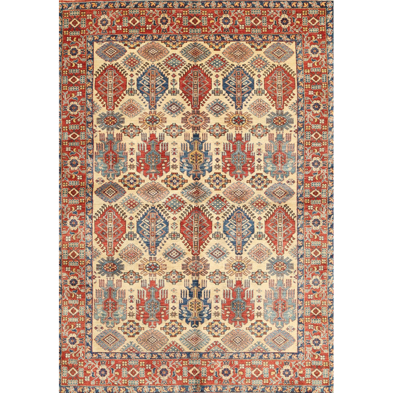 Tapis en laine beige / brun, Rectangle 5 pi x 7 pi