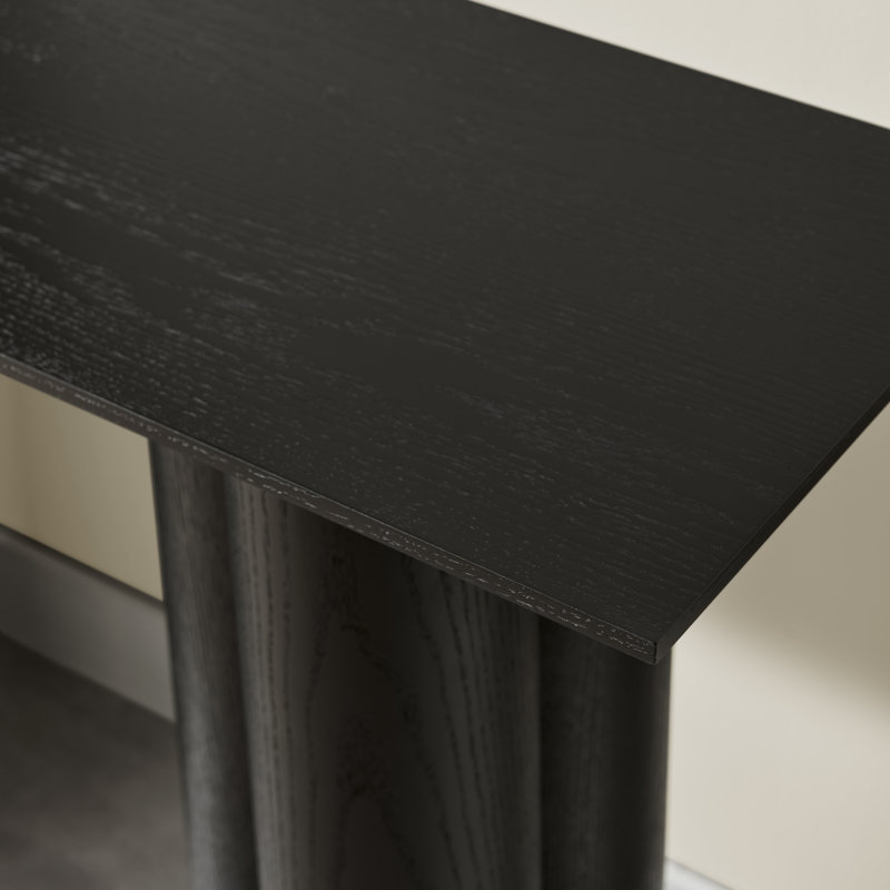 Delshawn Pebble Shaped Pillar Legged Veneer Wood Console Table - Luxury Scandi Style, Black