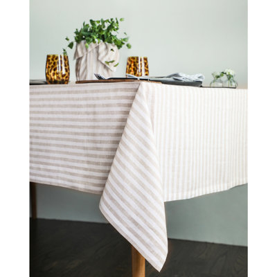 Amalfi Stripe - 100% Pure Linen Tablecloth