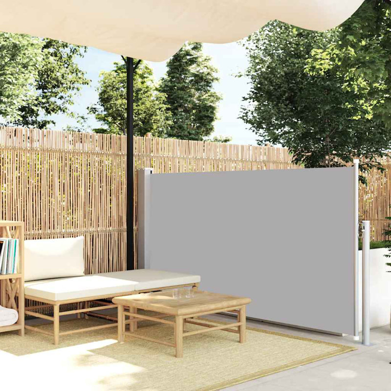 Grey Side Awning Polyester Powder Coated Steel 39.4 x 196.9 Inch Outdoor Screen