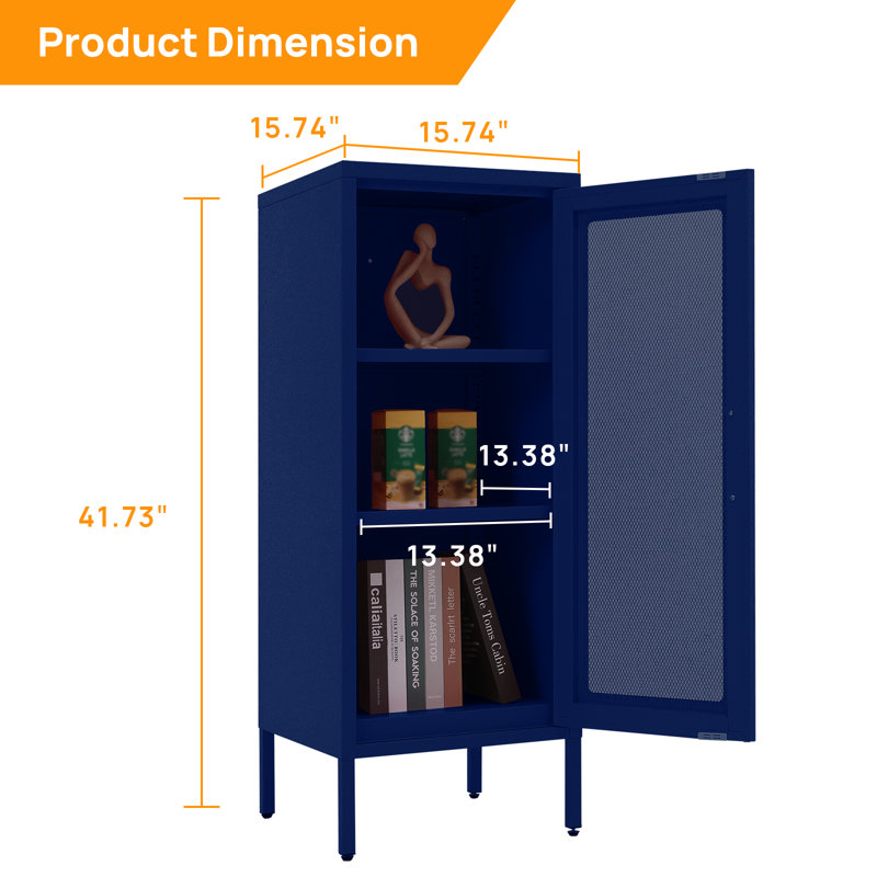 Armoire d'appoint en métal Mully, Bleu