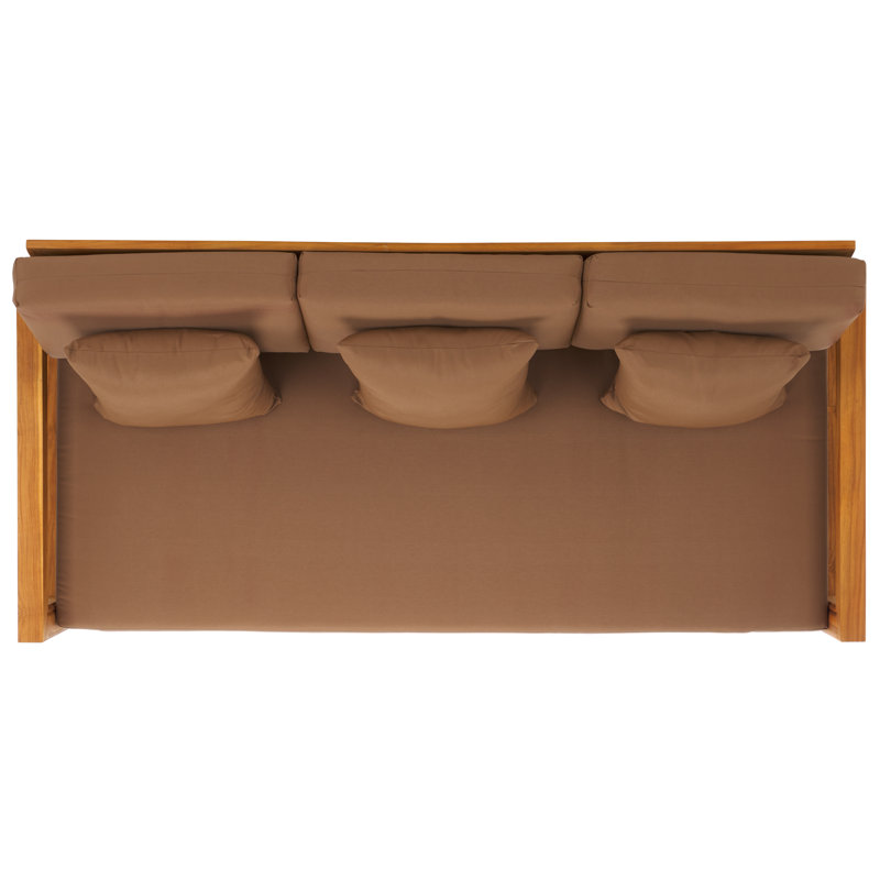 Montford Teak Patio Sofa with Cushions, Brown Melrose