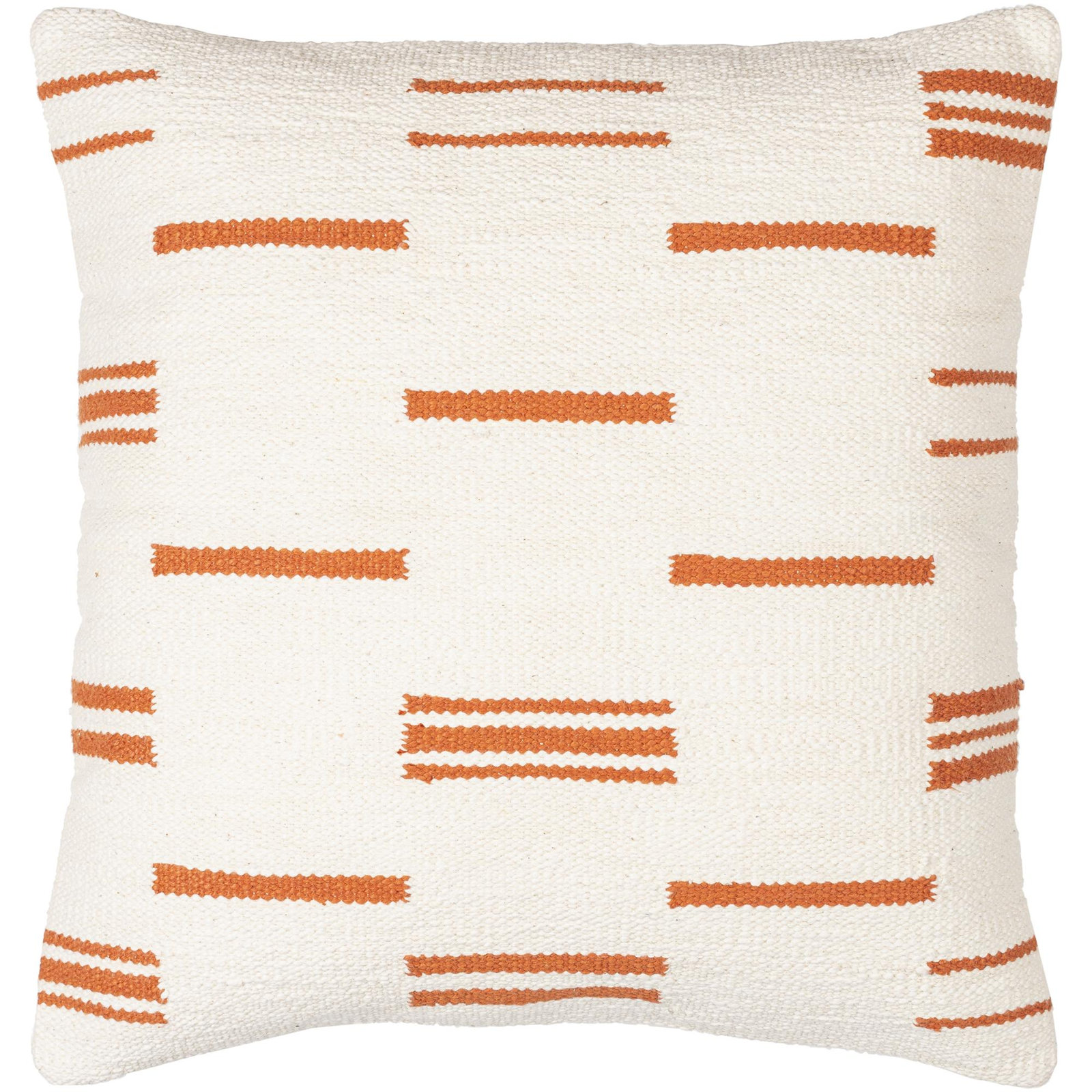 Chanterelle Embroidered Cotton Throw Pillow, White/Orange, 22" x 22", Polyester/Polyfill