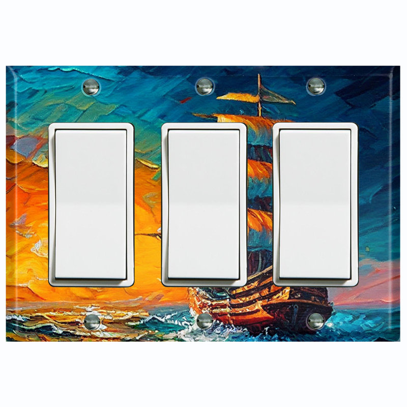 Copper Rust Patina Teal Print 3 - Gang Toggle Light Switch Standard Wall Plate