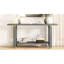 62,9 po, minimaliste moderne, table, pieds en pin massif, placage, détails géométriques en métal, gris, derrière - 62,9 po, espaces ouverts en fer-1383545474