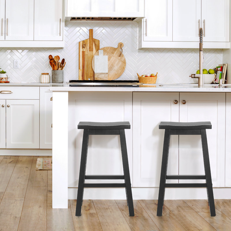 Solid Wood Counter Stool, Bar Stool (29” Seat Height), Black