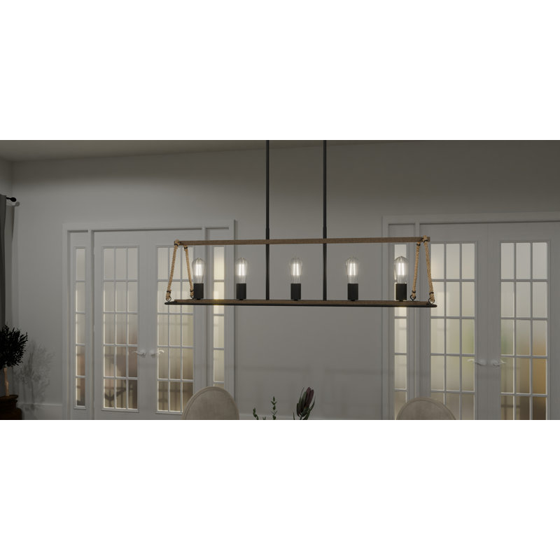 Sabali 6-Light Earth Black Island Light