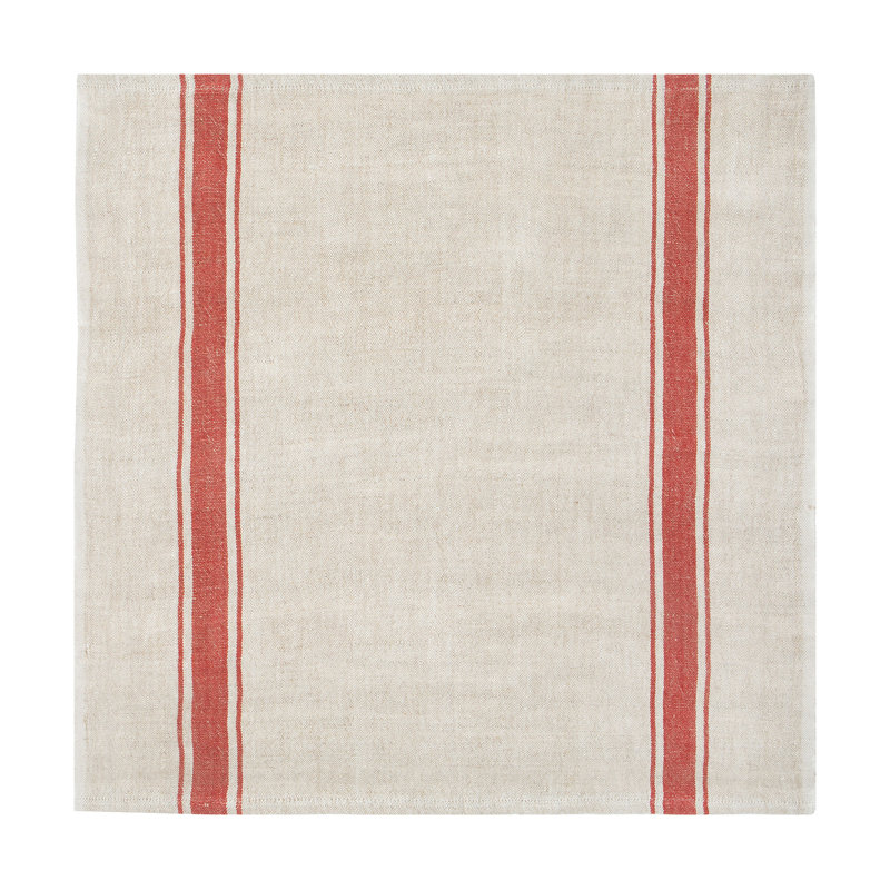 Marseille Square Napkin, Red/Natural