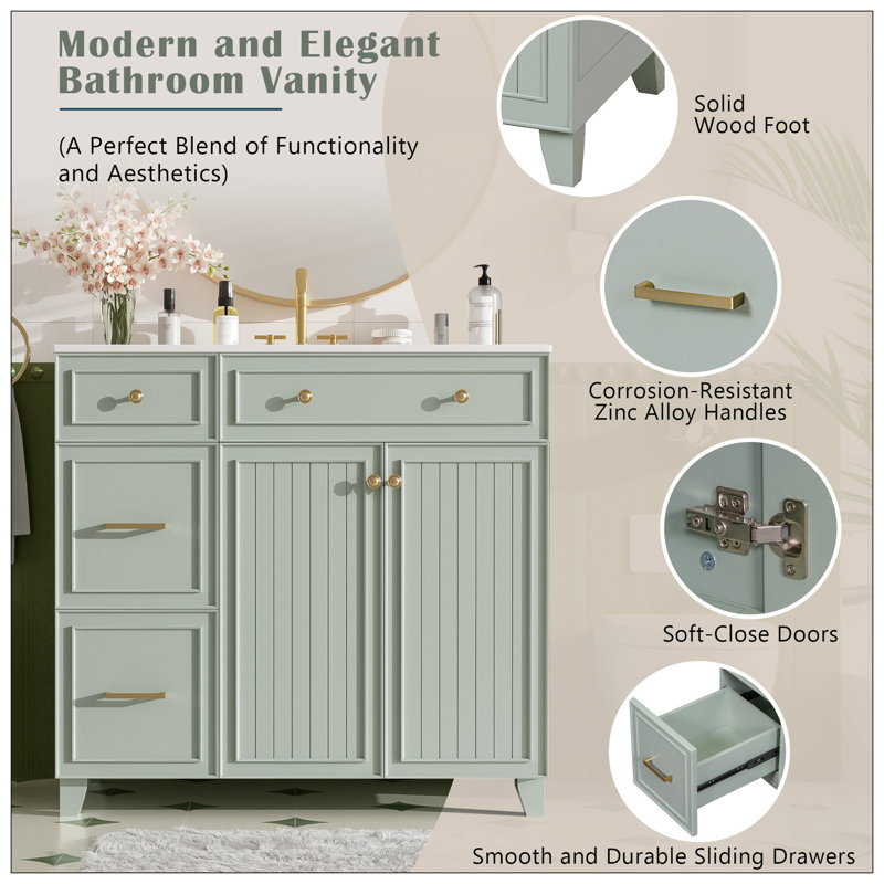 Meuble-lavabo pour salle de bain, Vert