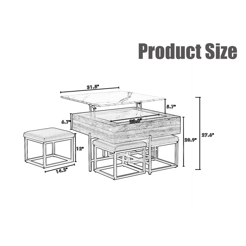 Table basse à plateau relevable