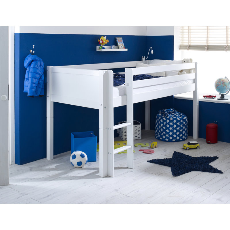Valorie European Single (90 x 200cm) Mid Sleeper Loft Bed Bed, White, Basic