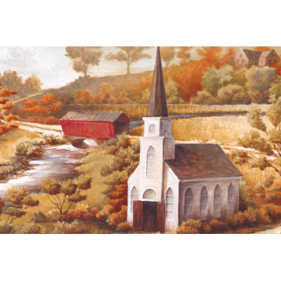 Hillside Church 1 Piece Wrapped Canvas Painting