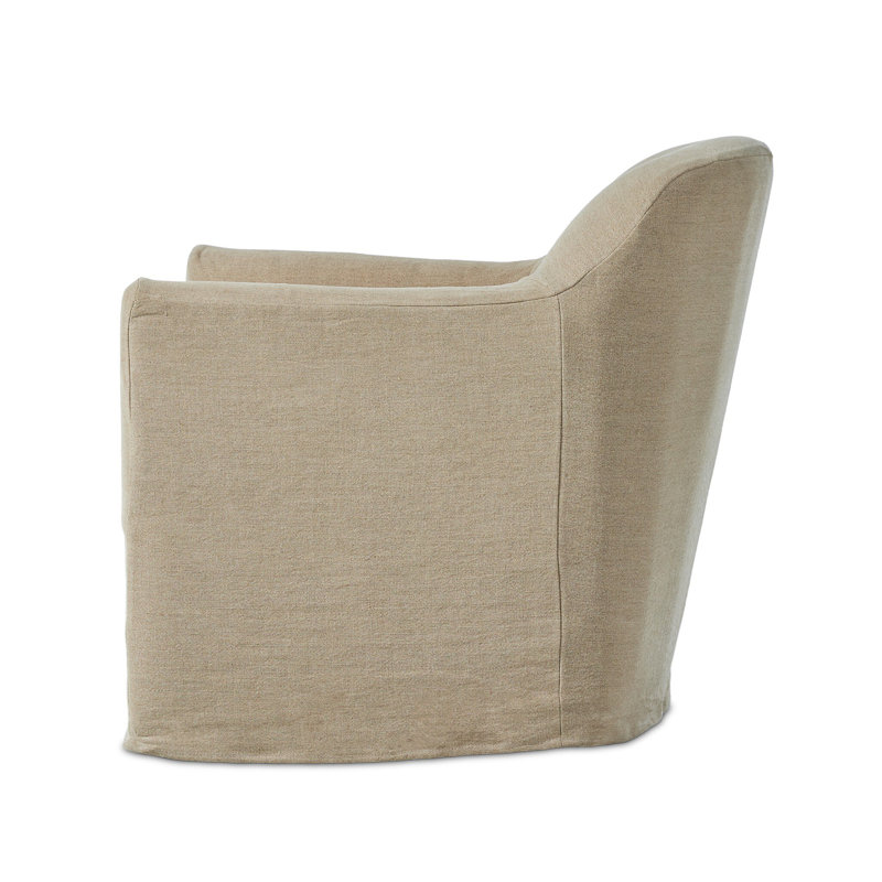 Lowell Slipcover Swivel Chair, Cream Linen
