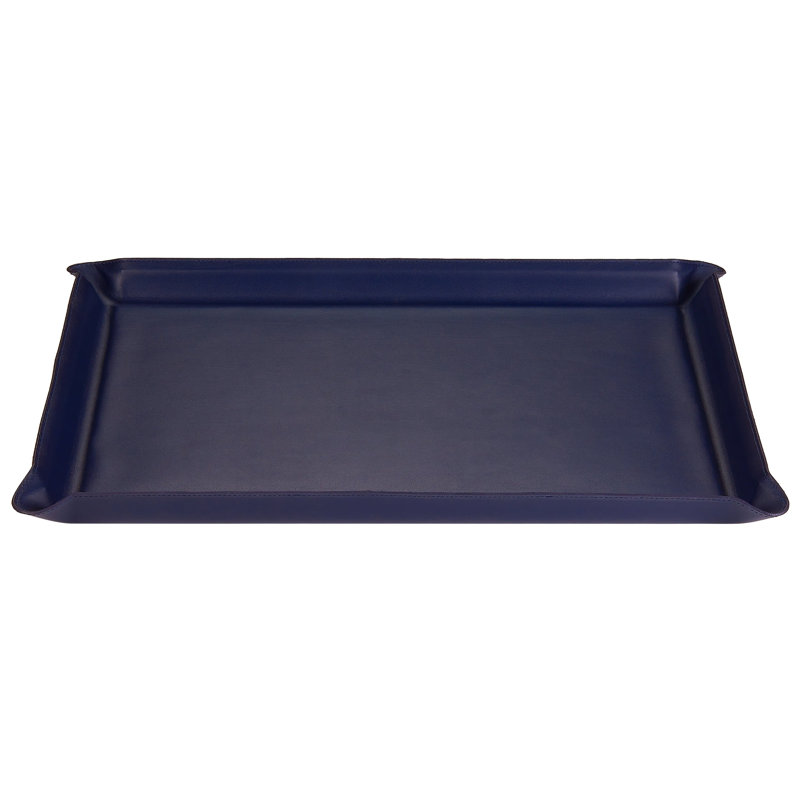 Plateau de repose-pieds en cuir Grande, Marine