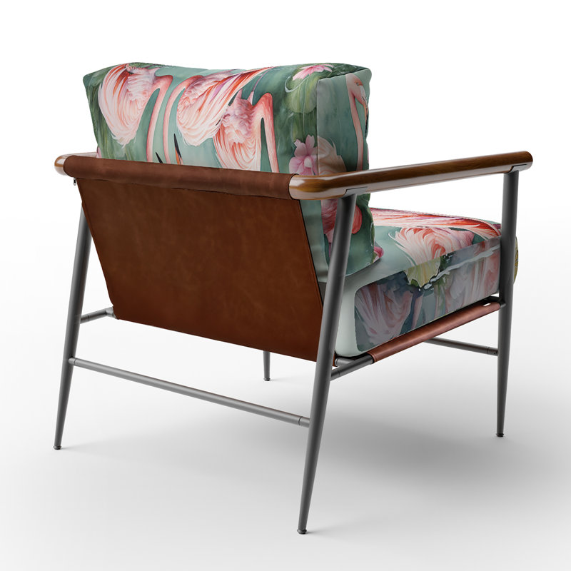 Fauteuil d'appoint rembourré Elegant Pink Flamingo Paradise, Noir