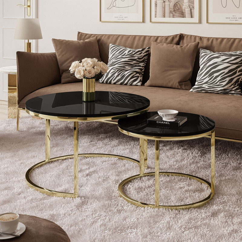 Micheroux 2 Piece Coffee Table, Black