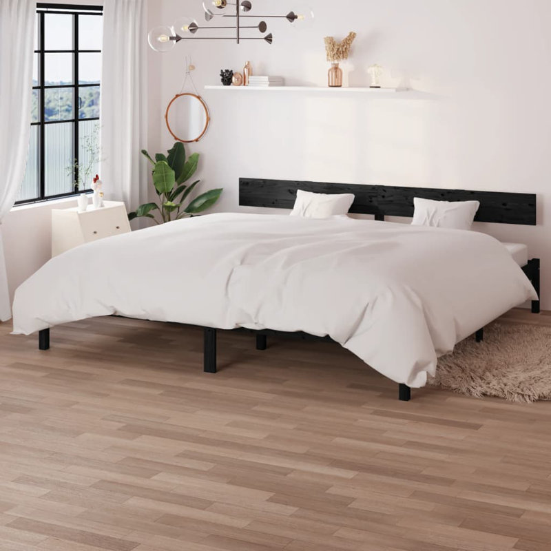 Bed Frame Solid Wood, black, 150 x 200cm