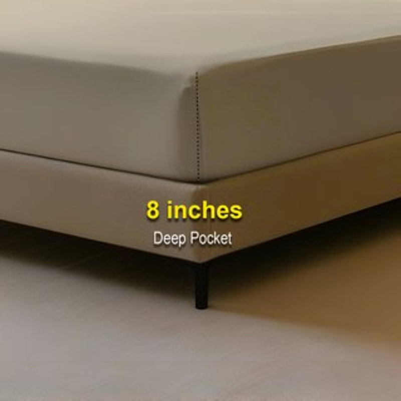 400TC Sateen Solid Cotton Fitted Sheet Fits Upto 8" Deep Pocket, Twin Fitted Sheet, Taupe