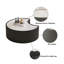 Table basse moderne en cuir fritté clair avec dessus en pierre de forme irrégulière pour salon (chaque plateau de table possède un motif gris unique)-465193141