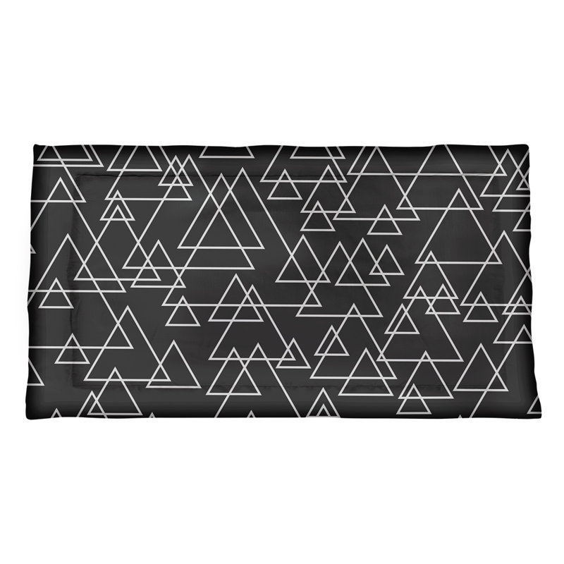 Coussin Taie décorative-microfibre à motif de triangles éparpillés, Polyester, Simple standard, Noir