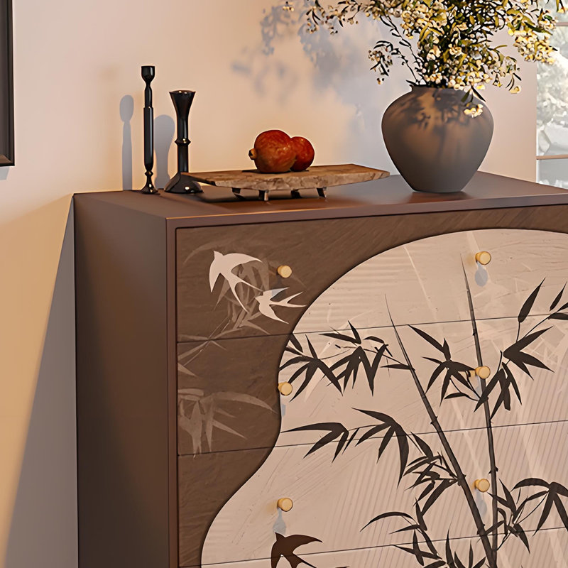 Armoire de rangement 5 tiroirs French Vintage, Noyer