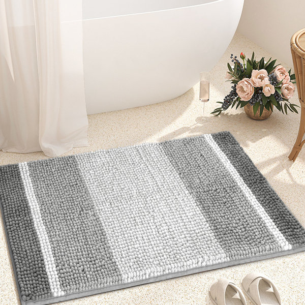 Color&Geometry Beige Chenille Bathroom Rugs- Non Slip, Absorbent, Quick  Dry, Thin, Machine Washable- 16x24 Small Bath Mat Carpet Bath Rugs for