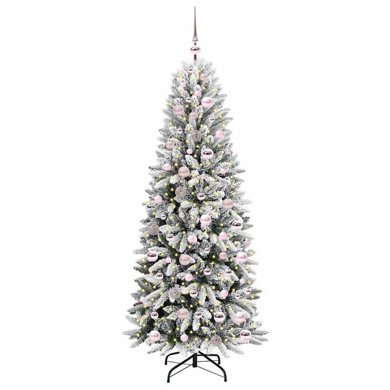Artificial Christmas Tree with 300 LEDs White, Pink, 5.91' H