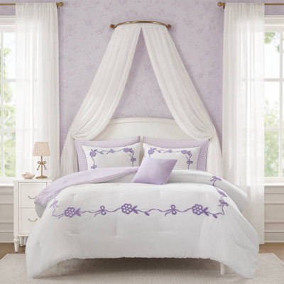 Tiffany Purple Floral 6-Piece Full/Queen Comforter Set