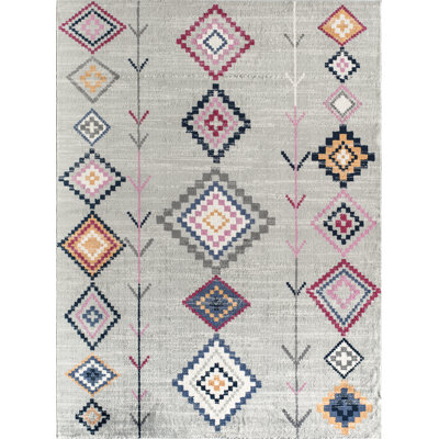 Tapis gris à motif tribal autochtone Spurgeon