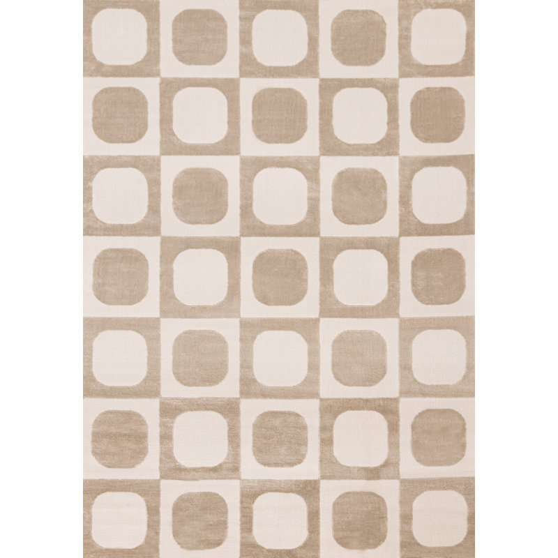 Tapis beige à pois crème Trinesha, Rectangle 5 pi 3 po x 7 pi 7 po