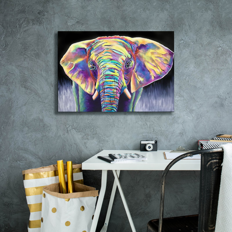 «Elephant - Butterfly» par Dawg Painter, H 18 po x l 26 po x P 0,75 po