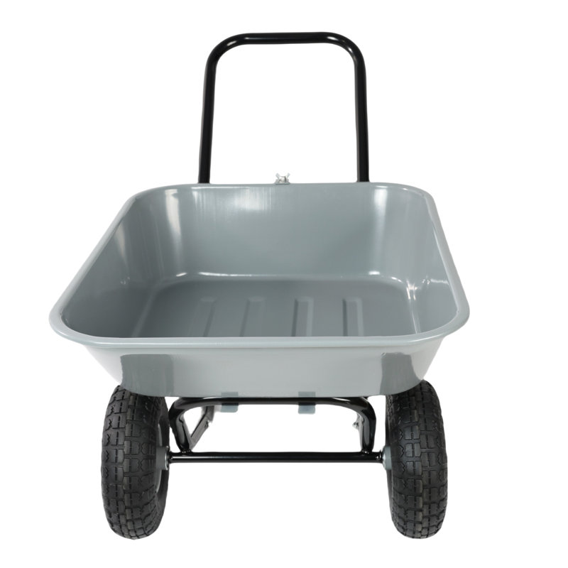 Brouette à deux roues, chariot de jardin, roues pneumatiques de 10 pouces, Gris