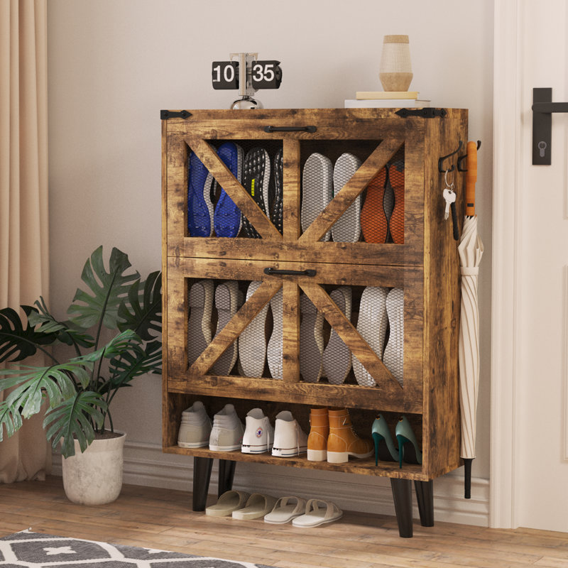 24 Pair Shoe Storage Cabinet, Brown