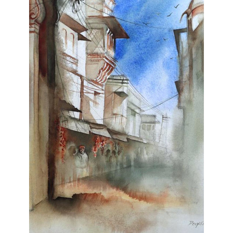 Un oiseau à Bundi | Aquarelle sur papier | Par Deepika Ramshetty