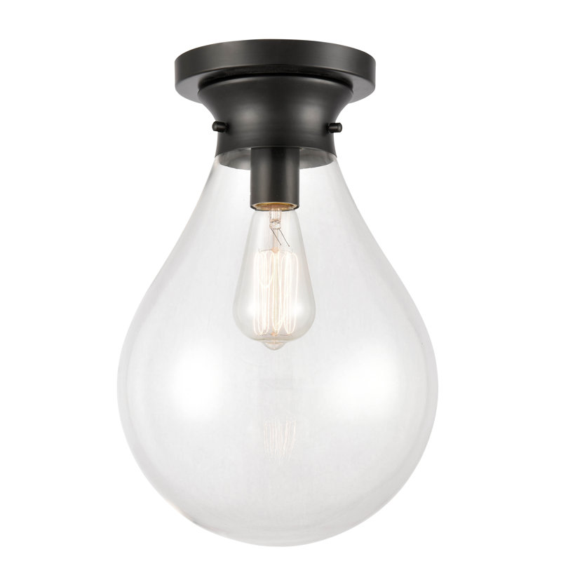 Hartell Glass Flush Mount, LED, Polished Chrome, 12.37" H 7.87" W x 7.87" D