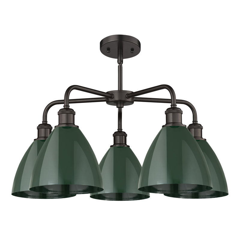 Lustre en dôme à 5 lumières Trickett, Vert, Bronze huilé