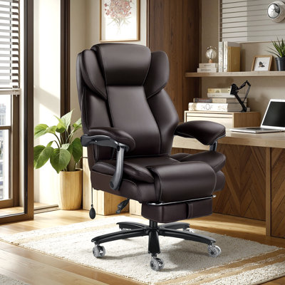 Fauteuil de bureau de 600 lb pour personnes lourdes, chaise de bureau de direction robuste et confortable avec support lombaire réglable, chaise d'ordinateur inclinable à haut dossier, roue en caoutchouc (classique)